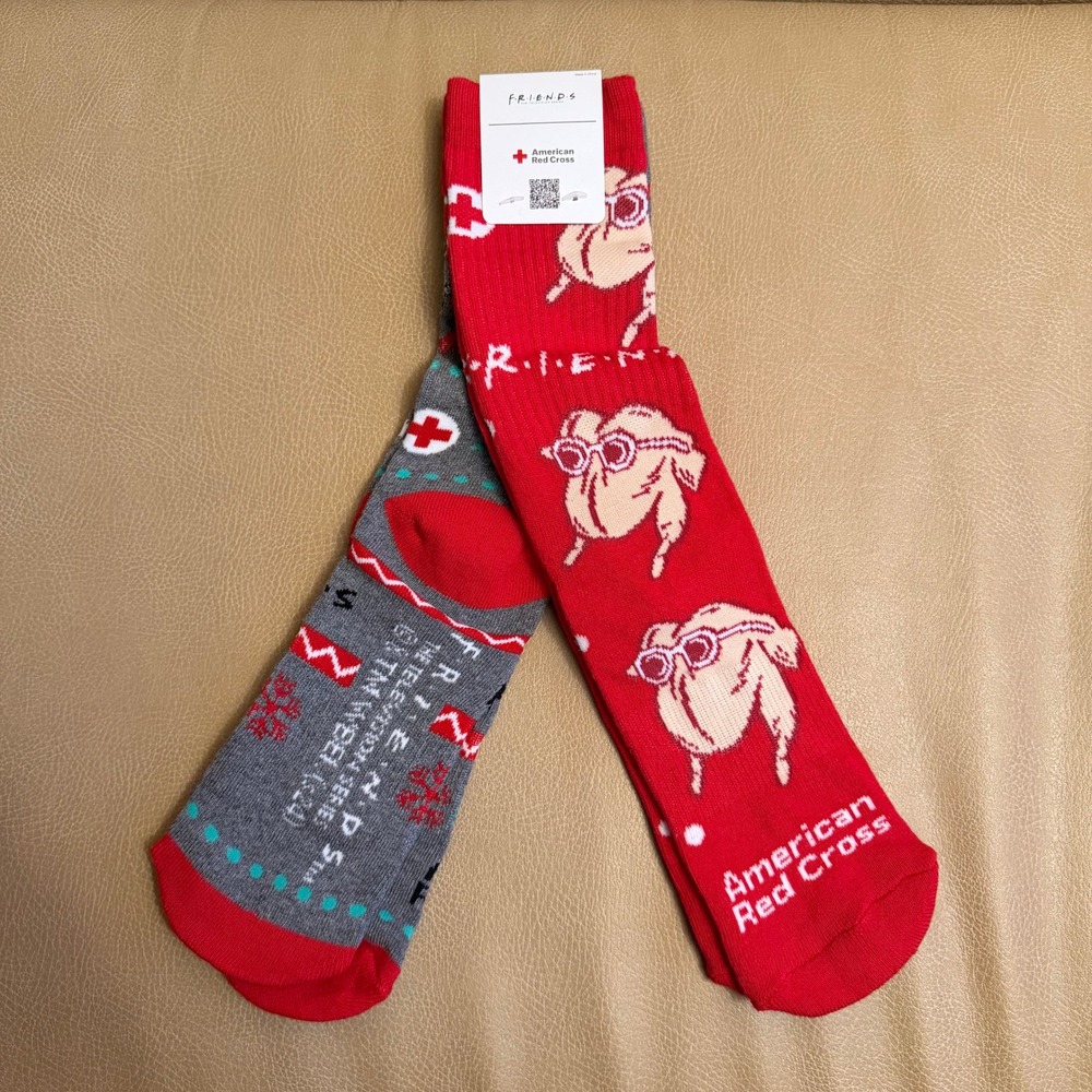 Friends TV Series American Red Cross‎ Socks 2 Pair Crew Turkey Central Perk OSFM